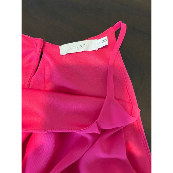 EUC Lush Pink Halter Dress with Back Keyhole, Sleeveless Flowy Style, Small EUC - Picture 7 of 9